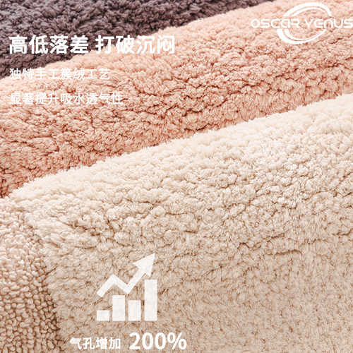 方尊超厚纯棉簇绒地垫浴室吸水防滑垫卫生间卧室房门口脚垫可机洗 - 图1