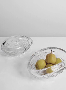 意式轻奢波浪造型玻璃水果盘装饰品创意客厅茶几摆件酒店会所摆设