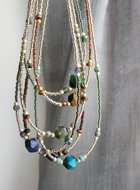 原创项链天然石小众艺术感百搭手作创意串珠气质锁骨链项链