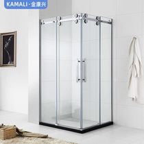 L shaped foreign trade quiet double door sliding shower door 304 stainless steel frame shower room partition