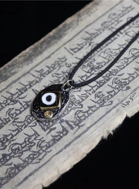 diy西藏藏族饰品吊坠手工镶嵌一眼天珠帅气吊坠项 链配手串卡子坠