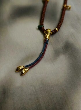 925镀金藏传仿古设计一叶菩提弟子珠收尾星月百香籽藏式文玩配饰