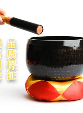 纯铜黑铜磬佛音碗铜摆件寺庙佛具日式瑜伽静心铜颂钵台湾音疗铜磬