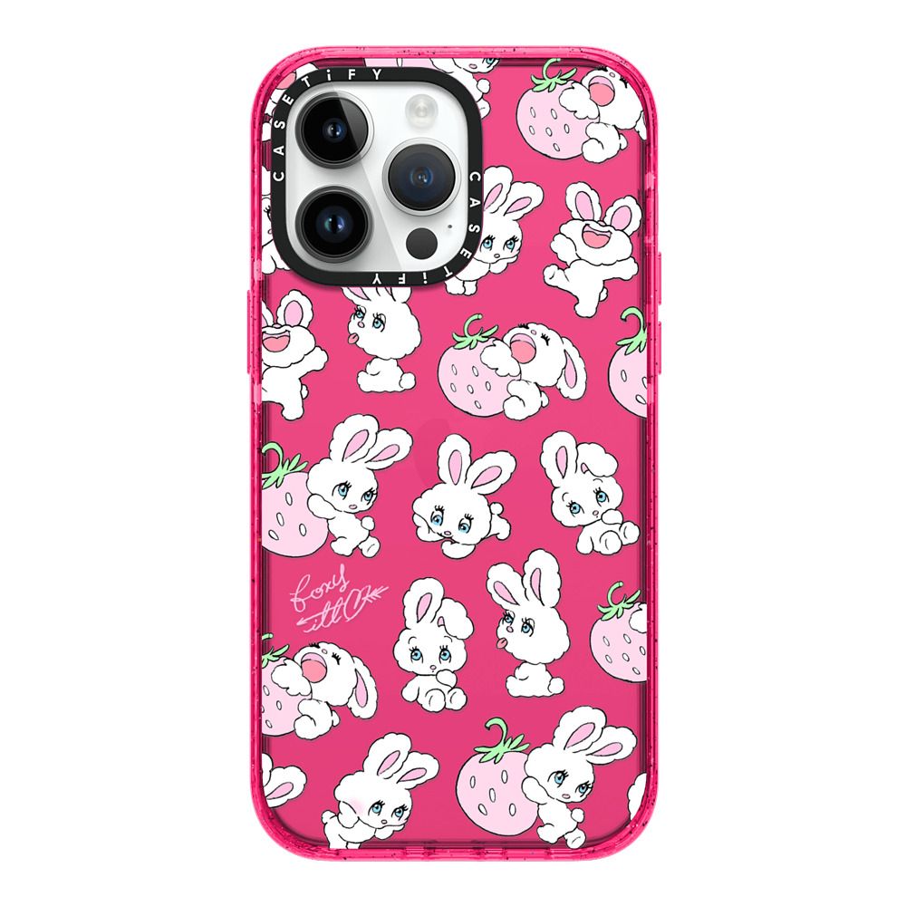 草莓大眼兔casetify适用苹果iPhone15 pro max手机壳14/13镜面磁吸12可爱艺术家foxy illustrations保护套ins-图1