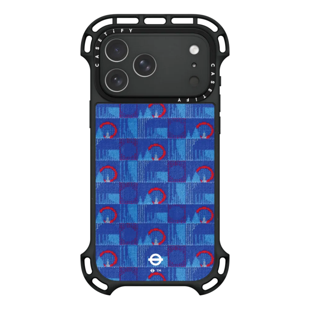 现货CASETiFY联名伦敦地铁短绒织布座位图案灰蓝色适用苹果iPhone17 pro max磁吸手机壳16/15/14奢华手机壳13,淘宝优惠券,粉丝福利购,淘宝优惠卷