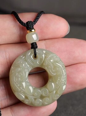 天然和田玉吊坠平安扣玉吊坠