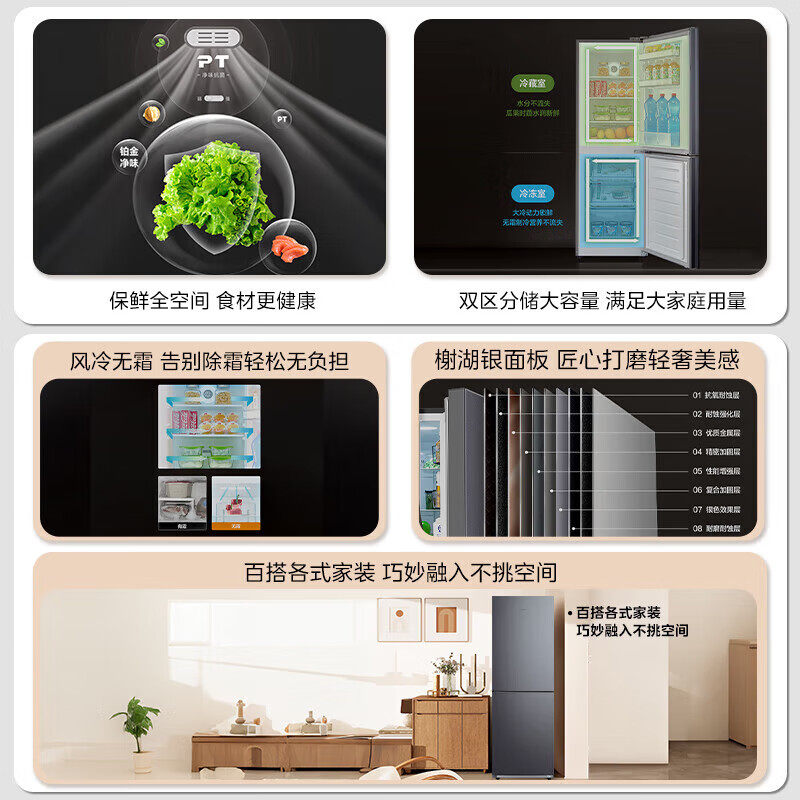 美的186风冷无霜双门两门家用电冰箱小户型节能低噪冷藏冷冻租房 - 图2