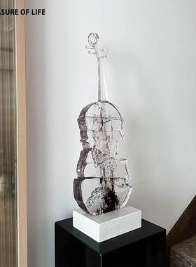 简约小提琴雕塑摆件落地艺术品酒店会所音乐餐吧样板房现代装饰品