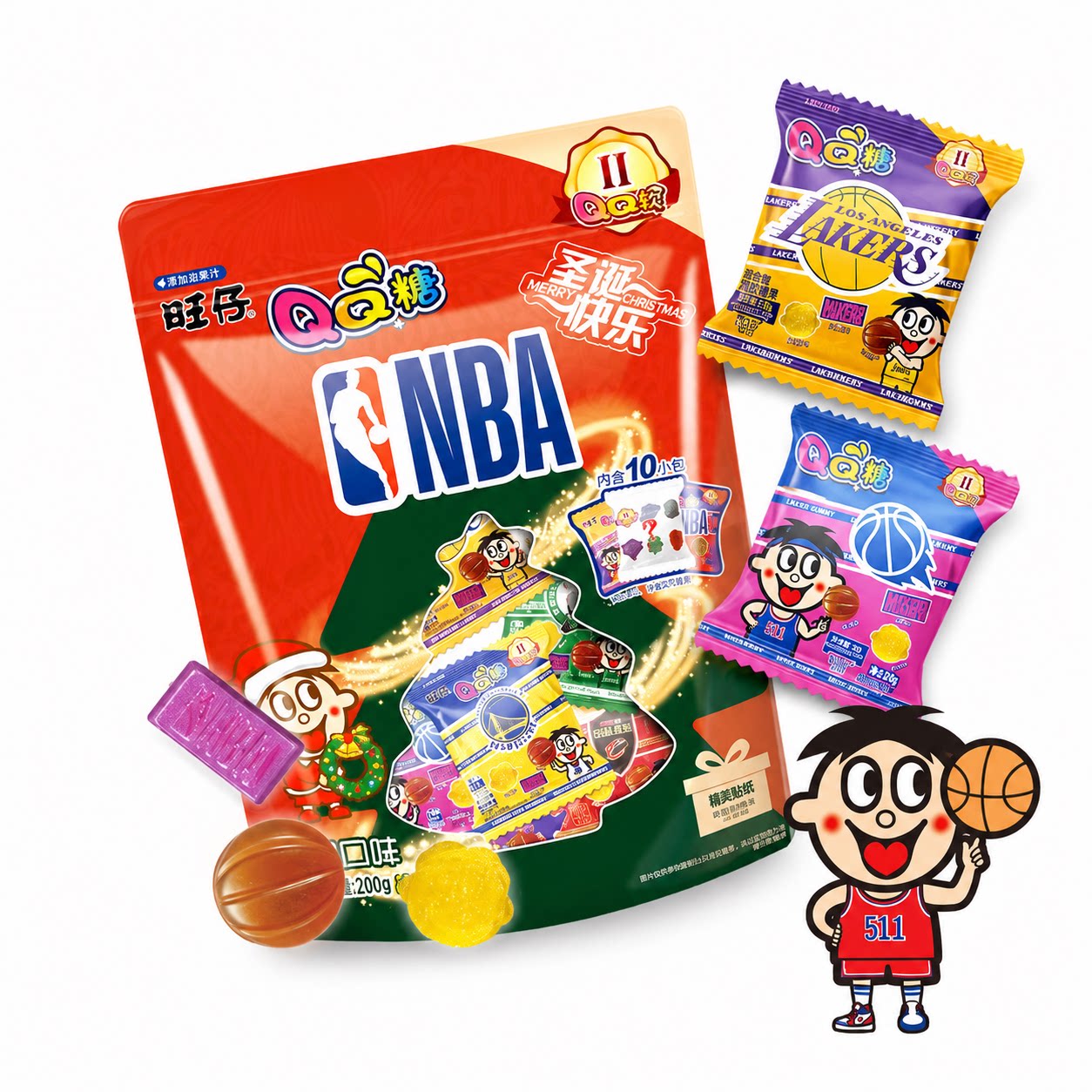 下拉百补【NBA联名版】旺仔QQ糖200g*3袋