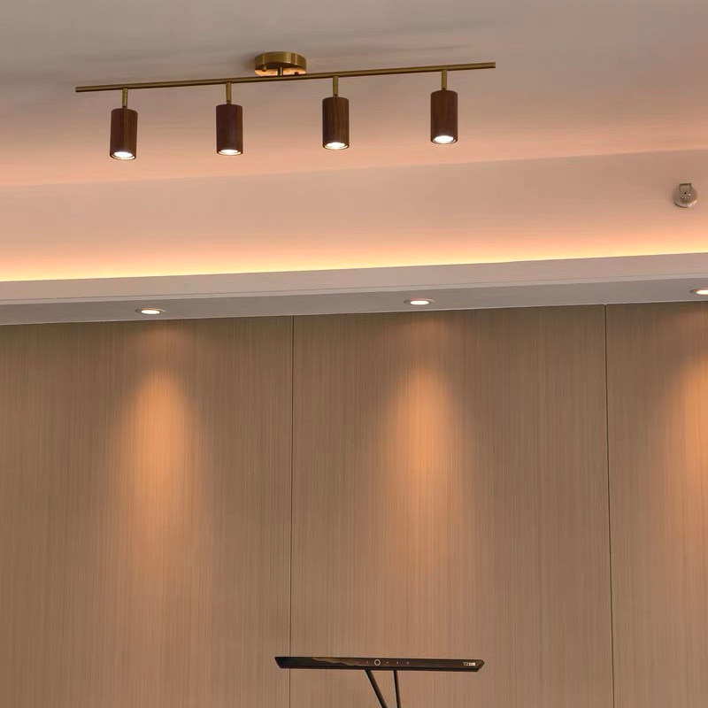 明装轨道灯led射灯胡桃木实木北欧中古风家用客厅背景墙过道筒灯,淘宝优惠券,粉丝福利购,淘宝优惠卷