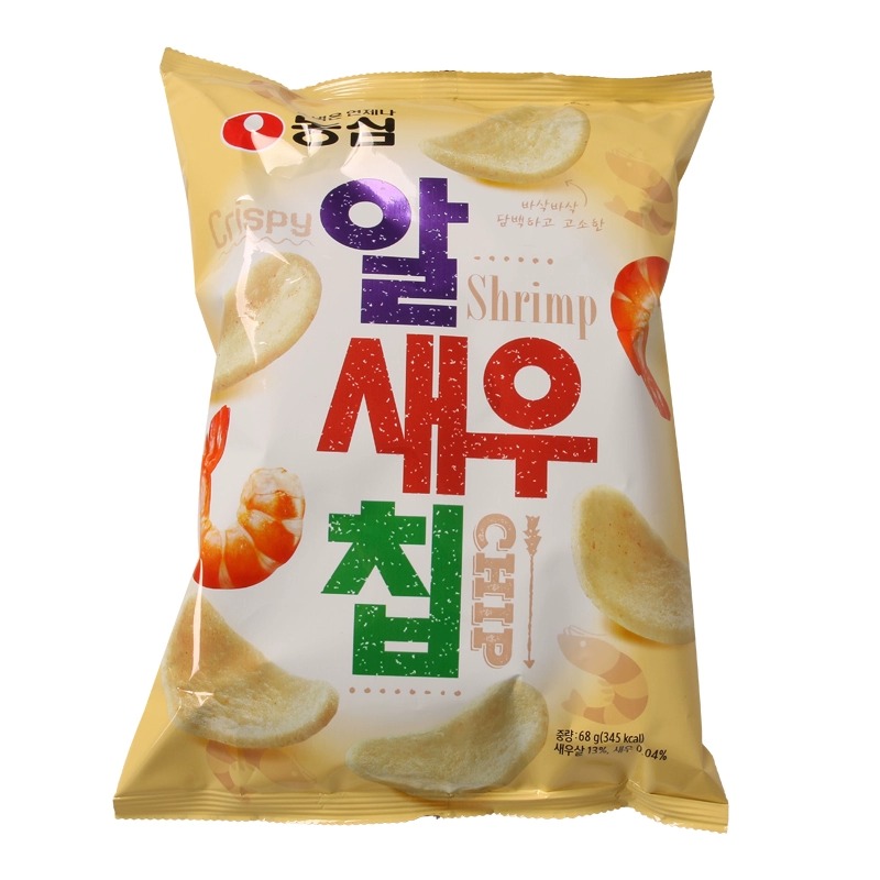 进口零食韩国农心鲜虾片进口膨化食品韩剧休闲零食薯片68g*4袋 - 图3