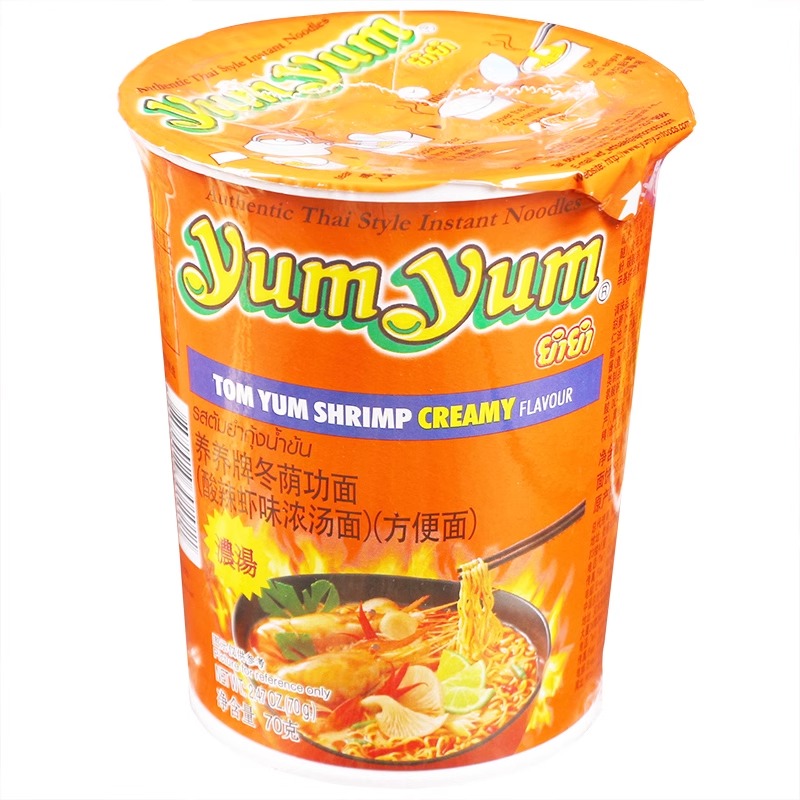 泰国进口yumyum养养牌冬阴功面酸辣虾味浓汤杯面青咖喱速食方便面-图3