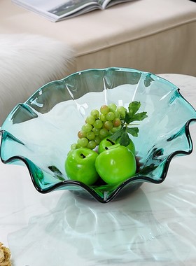 玻璃手工大果盘摆件水果盘