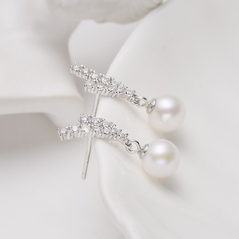 Audrey PearlS925银淡水珍珠耳饰6-7mm,淘宝优惠券,粉丝福利购,淘宝优惠卷