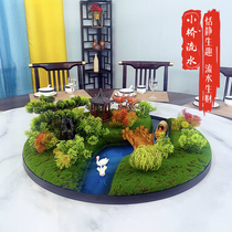 Large Round Table Middle Building View Swing Piece Table Turntable Decoration Pendulum Flowers Hotel Chinese High-end Table View Simulation Flower Sand Tray