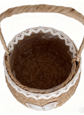 手提式花篮藤草编花篮编织塑藤装饰摆饰竹编乾燥花插花礼品篮伴手