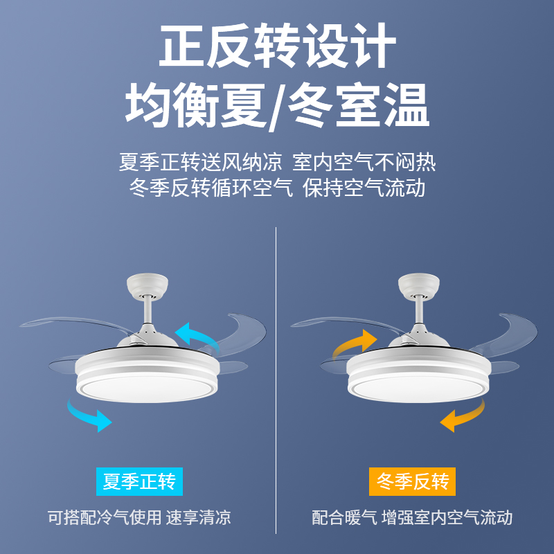 钻石牌隐形风扇灯客厅餐厅新款吊扇灯简约家用一体吸顶吊灯风扇