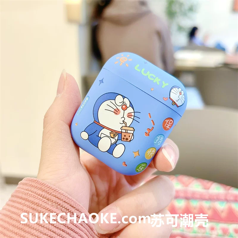 Защитная крышка для наушников Doraemon, совместима с AirPods4, AirPods Pro 2, Apple второй поколение, AirPods3, матовая верхняя часть, тип C, против падения, не падает с крышки корпуса наушников
