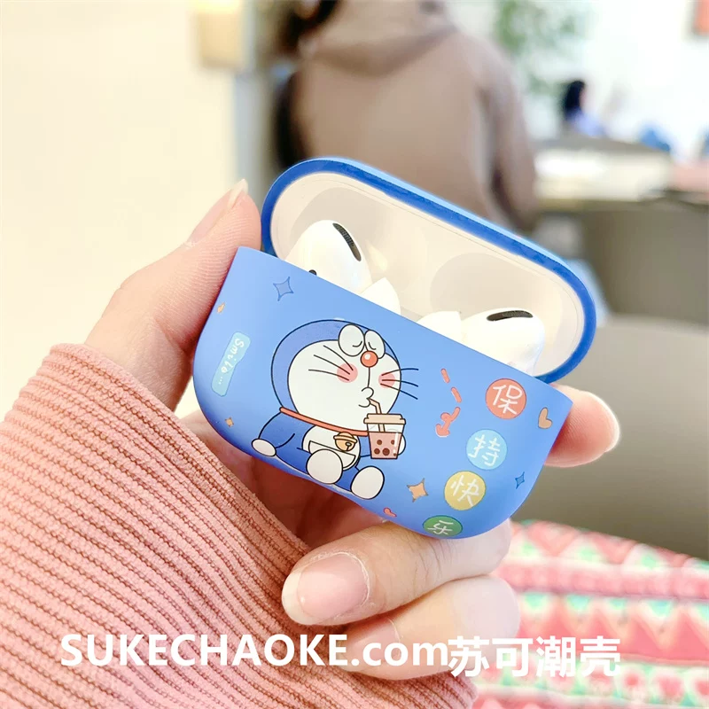 Защитная крышка для наушников Doraemon, совместима с AirPods4, AirPods Pro 2, Apple второй поколение, AirPods3, матовая верхняя часть, тип C, против падения, не падает с крышки корпуса наушников
