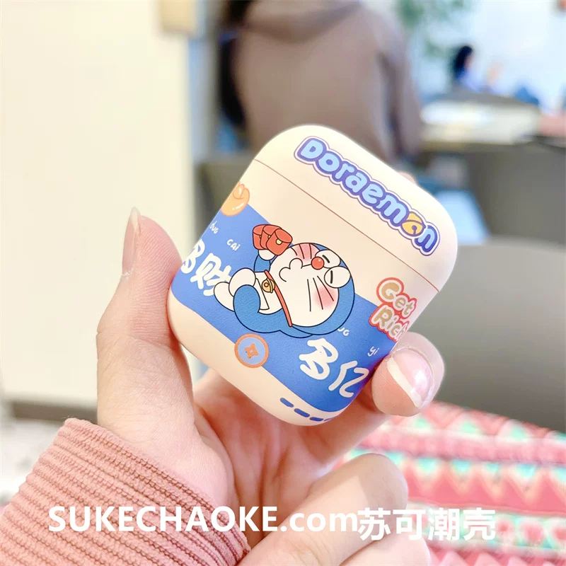 Защитная крышка для наушников Doraemon, совместима с AirPods4, AirPods Pro 2, Apple второй поколение, AirPods3, матовая верхняя часть, тип C, против падения, не падает с крышки корпуса наушников