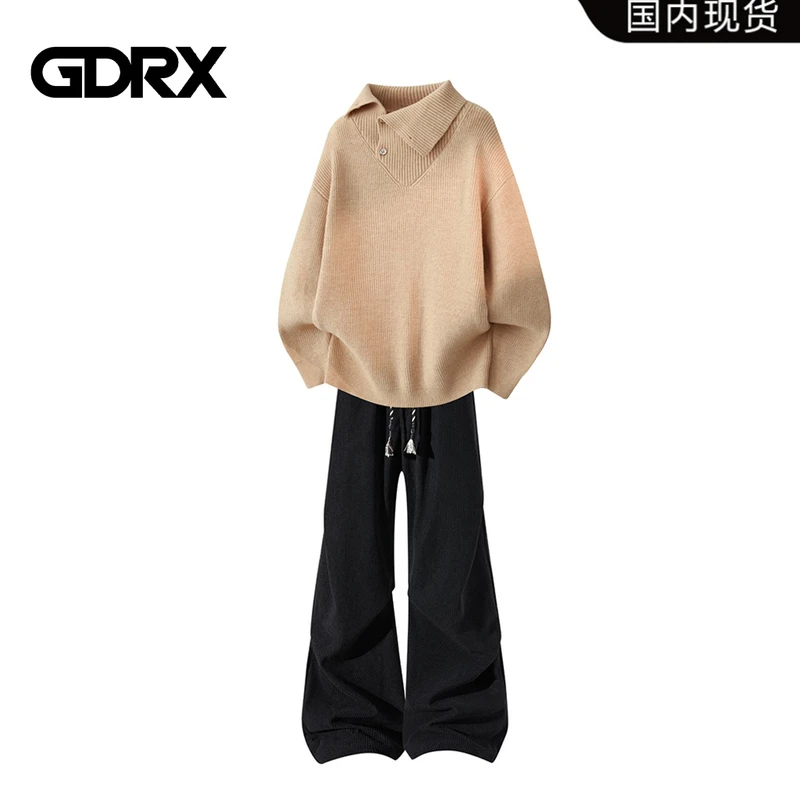 GDRX美式轻奢男装毛衣套装2025冬季新款潮流针织衫休闲两件套男,淘宝优惠券,粉丝福利购,淘宝优惠卷