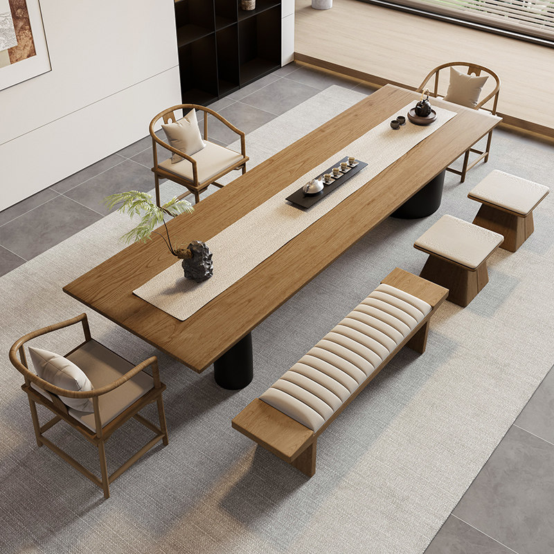 现代简约实木茶桌椅组合大板茶台办公家用客厅轻奢高级感2025新款,淘宝优惠券,粉丝福利购,淘宝优惠卷