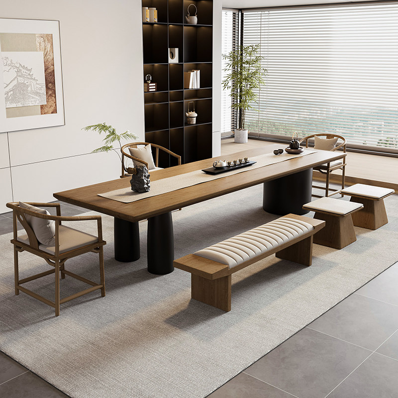 现代简约实木茶桌椅组合大板茶台办公家用客厅轻奢高级感2025新款,淘宝优惠券,粉丝福利购,淘宝优惠卷