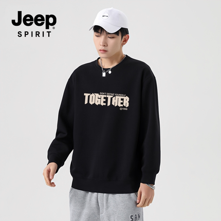 JEEP SPIRIT秋冬季连帽卫衣男女同款宽松休闲百搭长袖帽衫外套4