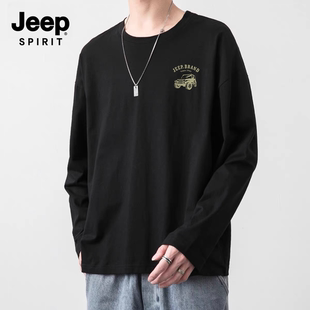 JEEP/吉普秋季圆领纯棉男士长袖