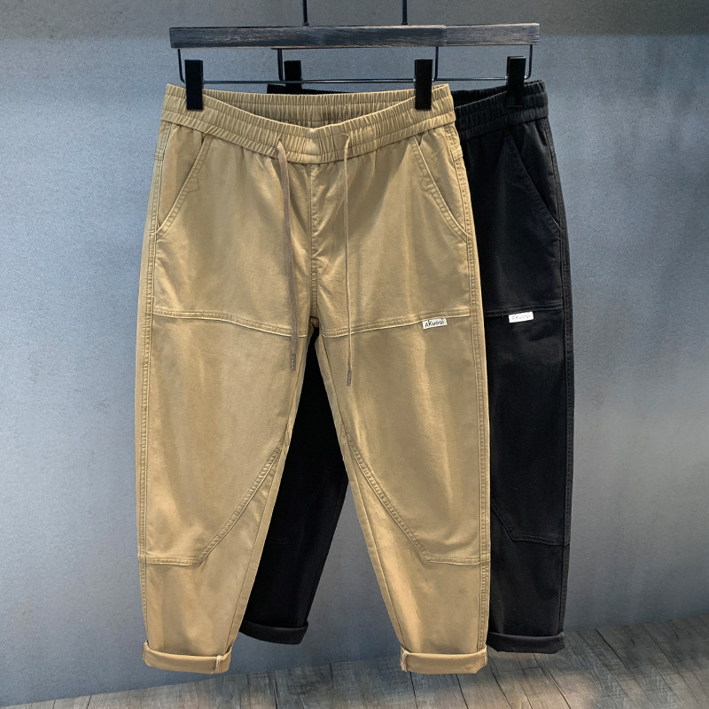 高支纯棉水洗卡其色潮牌休闲裤男工装裤微宽松锥形小直筒哈伦裤子,淘宝优惠券,粉丝福利购,淘宝优惠卷