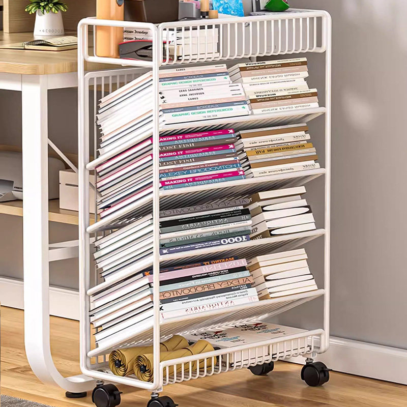 可移动书架桌边落地收纳架课桌旁小学生高中生学习书本带轮置物架,淘宝优惠券,粉丝福利购,淘宝优惠卷