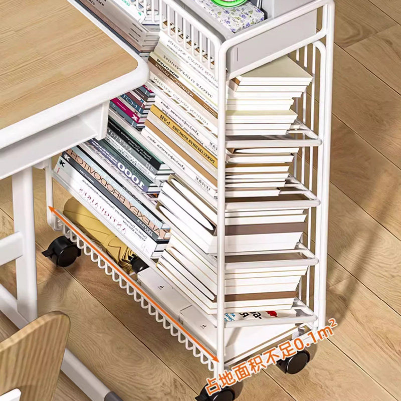 可移动书架桌边落地收纳架课桌旁小学生高中生学习书本带轮置物架,淘宝优惠券,粉丝福利购,淘宝优惠卷