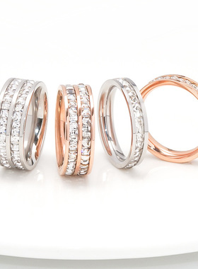 wish气质韩版简约钛钢戒指女菱形