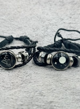 夜光日月恋人时光宝石手链男女通