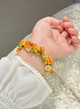 「果汁阳台」瀑布蔷薇原创手工串珠手链小众花藤重工项链手饰礼物