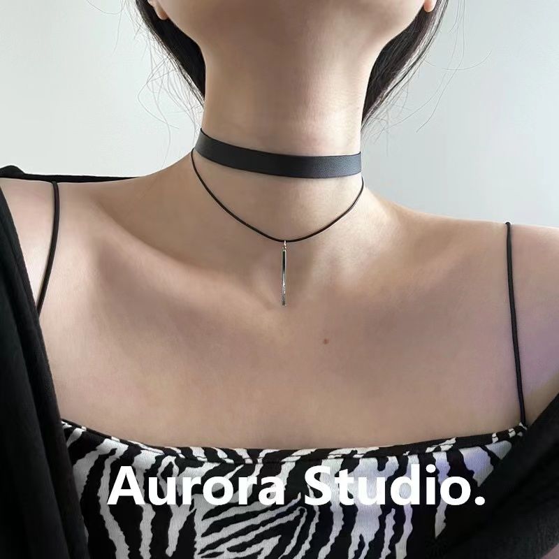 原宿韩国绒绳双层choker黑色项圈女简约短款颈带chocker 锁骨颈链 - 图2