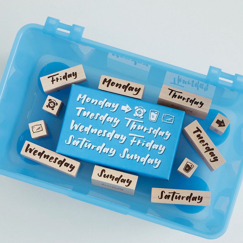 白日几何正品英文星期兔绵绵系列木头印章one week星星系列星期印章单枚套组 手帐记录可爱印章手帐日期,淘宝优惠券,粉丝福利购,淘宝优惠卷