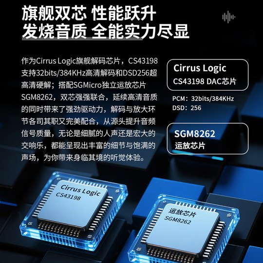 杰仕声JM98MAX解码耳放CS43198解码HIFI芯片发烧耳机SGM8262耳放
