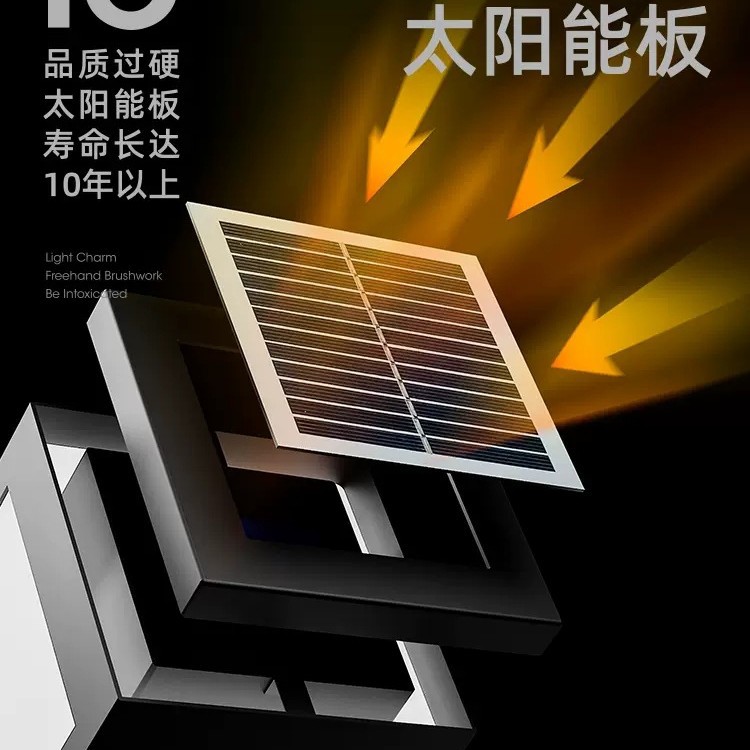 Solar lawn light, outdoor garden light, waterproof villa landscape lawn light, community garden light, square stainless steel