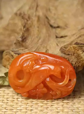 云南保山南红玛瑙喜鹊登梅挂件