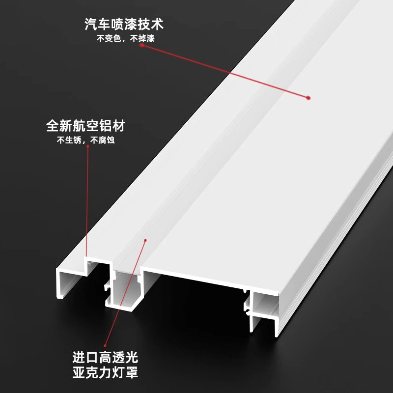 铝合金双眼皮吊顶线条灯客厅单边侧发光一体线形灯明装顶角线灯槽,淘宝优惠券,粉丝福利购,淘宝优惠卷