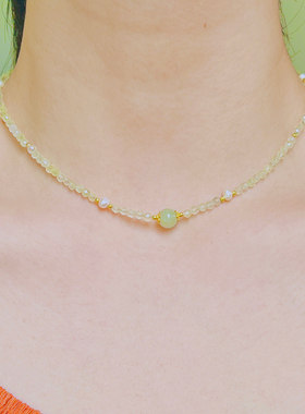 葡萄石和田玉串珠项链女小众设计