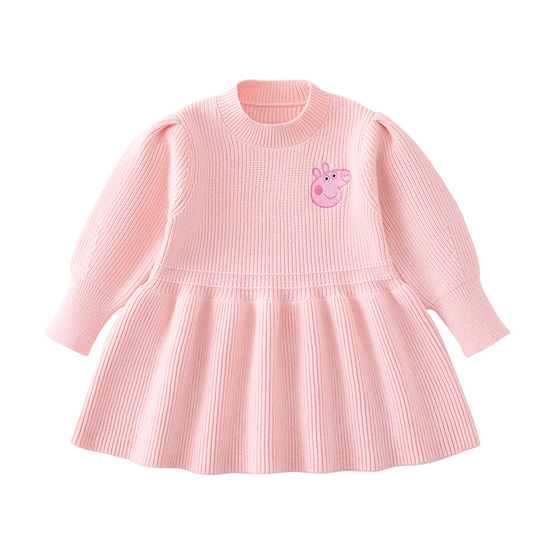 小猪佩奇女童毛衣冬季2024洋气毛衣裙儿童长款毛衣针织打底连衣裙
