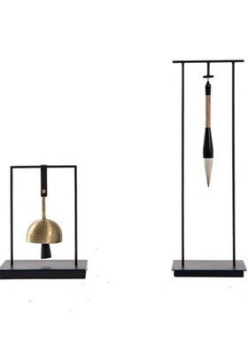 新中式书法书桌摆件文房四宝毛笔架笔挂禅意书柜民宿软装饰品摆件