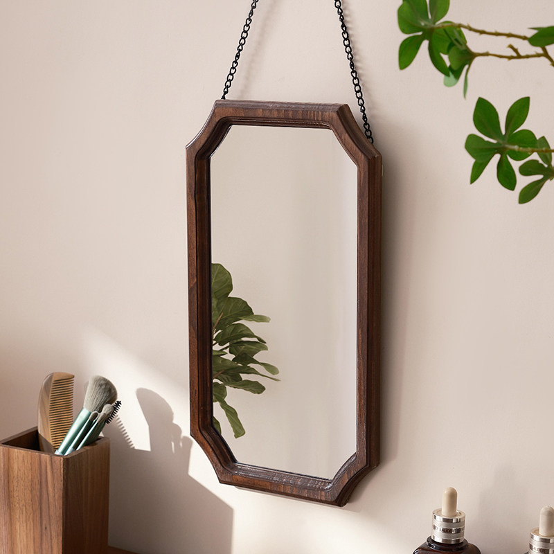 家用复古可横竖挂镜2025新款壁挂实木质挂墙面镜子主卧卧室化妆镜,淘宝优惠券,粉丝福利购,淘宝优惠卷