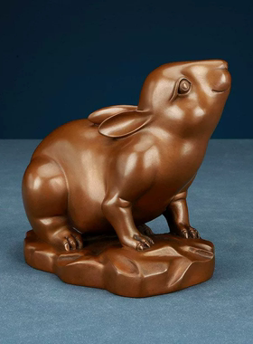 紫铜兔摆件家居客厅装饰品