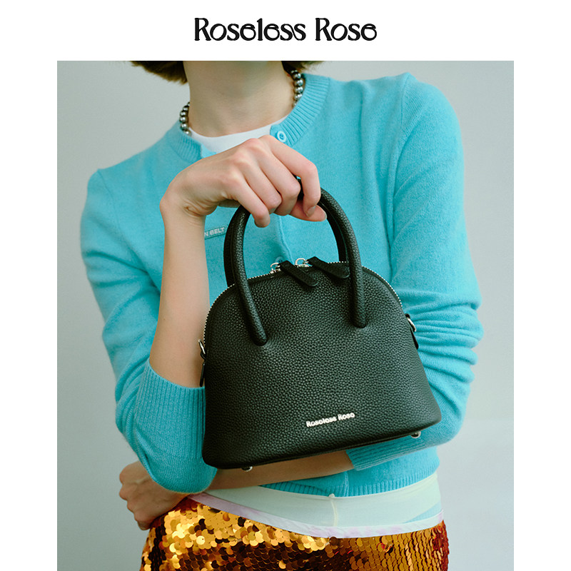 RoselessRose头层牛皮贝壳包真皮保龄球包手提包斜挎包简约高级感,淘宝优惠券,粉丝福利购,淘宝优惠卷