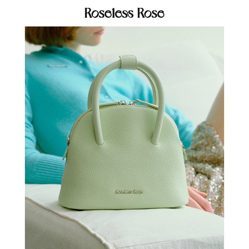 RoselessRose头层牛皮贝壳包真皮保龄球包手提包斜挎包简约高级感,淘宝优惠券,粉丝福利购,淘宝优惠卷