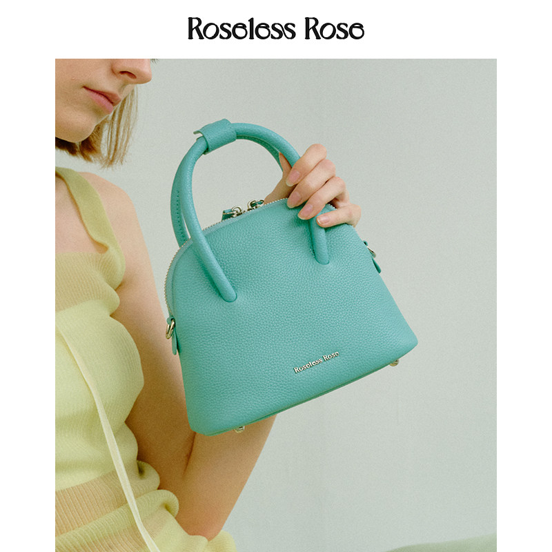 RoselessRose头层牛皮贝壳包真皮保龄球包手提包斜挎包简约高级感,淘宝优惠券,粉丝福利购,淘宝优惠卷