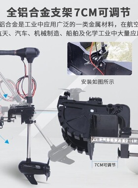 橡皮艇船用推进器渔船电动皮划艇12V无刷船外机挂机马达塑料其他